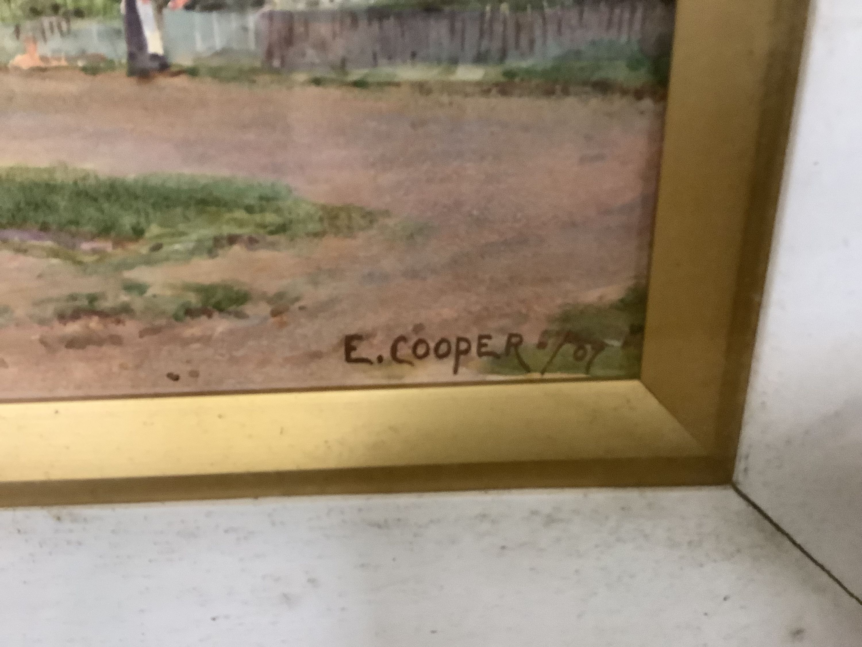 E. Cooper, set of four watercolours, A Sussex Village, Old Shoreham Bridge, September Evening, Ryde and A Sussex Village Evening, signed and dated 1909, 90 x 54cm
